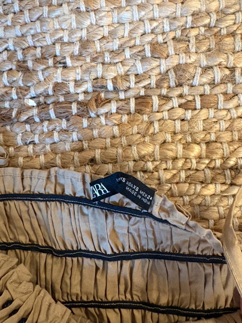 Zara Beaded Poplin Top Taupe Brown - Picture 3 of 3